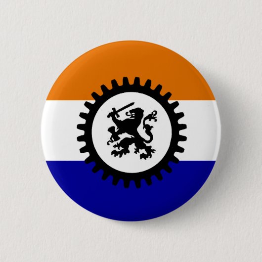 Badge Rond 5 Cm Front noir Orange Blanc Bleu (Devant)