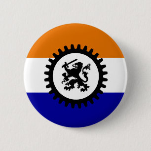 Badge Rond 5 Cm Front noir Orange Blanc Bleu