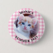 Badge Rond 5 Cm Frontière du contrôle de Buffalo rose clair de la  (Devant)