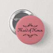 Badge Rond 5 Cm Frontière florale Pink Maid of Honor (Devant & derrière)