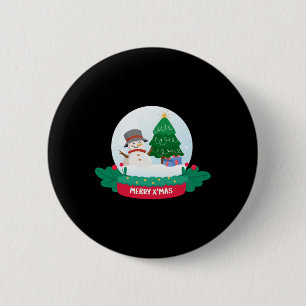 Badge Rond 5 Cm Frosty Snowman Joyeux Noël