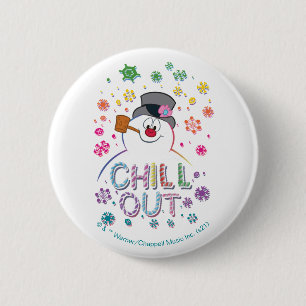 Badge Rond 5 Cm Frosty the Snowman™   Couleurs arc-en-ciel "Refr