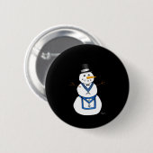 Badge Rond 5 Cm Frosty The Snowman Funny Masonic Holiday Christmas (Devant & derrière)