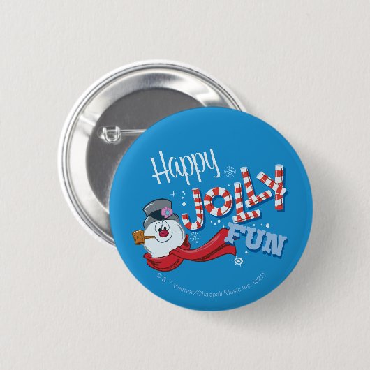 Badge Rond 5 Cm Frosty the Snowman™ | Joyeux Jolly Fun (Devant & derrière)