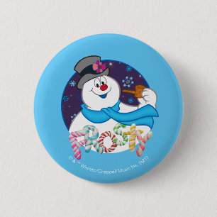 Badge Rond 5 Cm Frosty the Snowman™ Nom du Sucre de canne colo