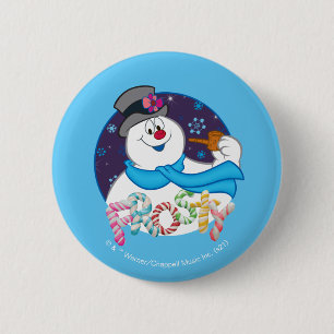 Badge Rond 5 Cm Frosty the Snowman™   Nom du Sucre de canne coloré