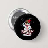 Badge Rond 5 Cm Frosty Vibes 67 Snowman For Winter - Six Seven Mem (Devant & derrière)