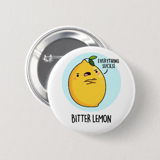 Badge Rond 5 Cm Fruit amer Citron amusant Pun de fruits (Devant & derrière)