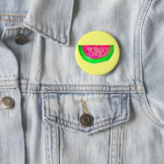 Badge Rond 5 Cm Fruit de pastèque rose juteux (En situation)