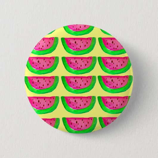 Badge Rond 5 Cm Fruit de pastèque rose juteux motif au citron (Devant)