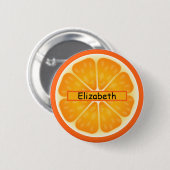 Badge Rond 5 Cm Fruit orange Nom personnalisé (Devant & derrière)