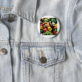 BADGE ROND 5 CM FRUITS ET LÉGUMES (En situation)
