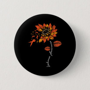 Badge Rond 5 Cm Fu Leukemia Sensibilisation Tournesol Orange Ruban