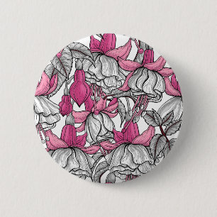 Badge Rond 5 Cm Fuchsia en blanc et rose