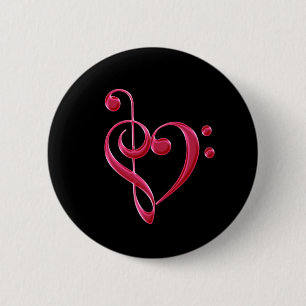 Badge Rond 5 Cm Fuchsia Love Notes musicales