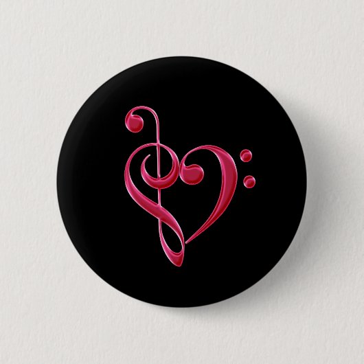 Badge Rond 5 Cm Fuchsia Love Notes musicales (Devant)