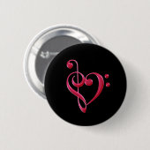 Badge Rond 5 Cm Fuchsia Love Notes musicales (Devant & derrière)