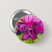 Badge Rond 5 Cm Fuchsia rose pop art fleur aquarelle (Devant & derrière)
