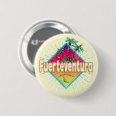 Badge Rond 5 Cm Fuerteventura Surfer Canaries Vintage (Devant & derrière)