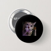 Badge Rond 5 Cm Fumer drôle Chat, Cigarette Kitty Gen Z Mème, Chat (Devant & derrière)