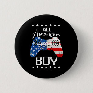 Badge Rond 5 Cm Fun All American Boys 4th July Son Video Game USA