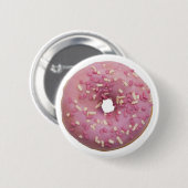 Badge Rond 5 Cm Fun beignet rose (Devant & derrière)