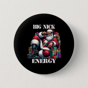 Badge Rond 5 Cm Fun Big Nick Energy Fun Santa Claus Noël Noël Noël