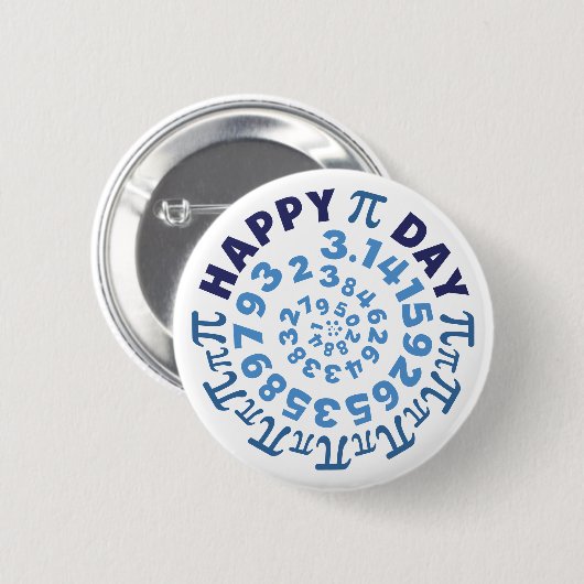 Badge Rond 5 Cm Fun Blanc et Bleu Joyeux Pi Day Round (Devant & derrière)