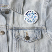 Badge Rond 5 Cm Fun Blanc et Bleu Joyeux Pi Day Round (En situation)