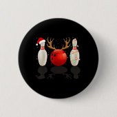 Badge Rond 5 Cm Fun Bowling Noël Noël Chapeau Noël Lumières Cadeau (Devant)