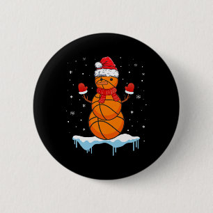 Badge Rond 5 Cm Fun Christmas Basket Père Noël Snowman