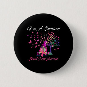 Badge Rond 5 Cm Fun Gnomes I'm A Survivor Cancer du sein Sensibili