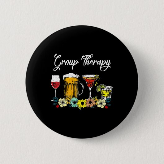 Badge Rond 5 Cm Fun Group Thérapie Floral Boire Lunettes Mental He (Devant)