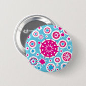 Badge Rond 5 Cm Fun Hot Rose et Blue Snowflake Stars Design (Devant & derrière)
