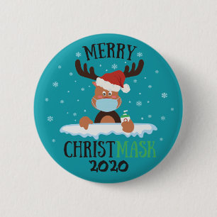 Badge Rond 5 Cm Fun joyeux renne de Noël nettoyeur de visage de ma
