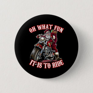 Badge Rond 5 Cm Fun Motorcycle Biker Grand-père Père Noël Rider No