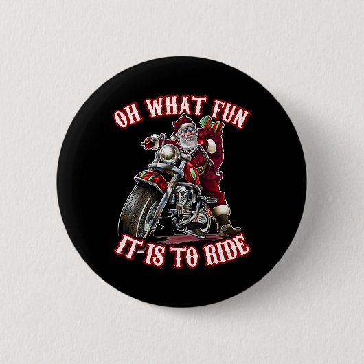 Badge Rond 5 Cm Fun Motorcycle Biker Grand-père Père Noël Rider No (Devant)