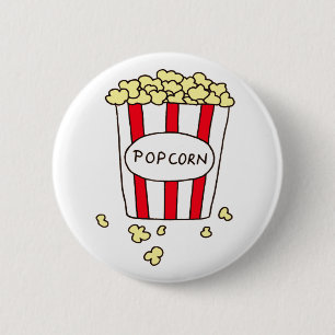Badge Rond 5 Cm Fun Movie Theater Popcorn à Red White Bucket