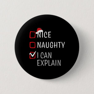 Badge Rond 5 Cm Fun Naughty Nice Noël Famille Pajama Hommes Femmes