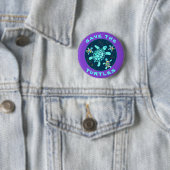 Badge Rond 5 Cm Fun Save the Turtles Button (En situation)