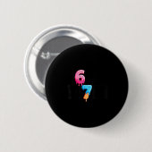 Badge Rond 5 Cm Fun Six Seven 6 7 Meme Design  (Devant & derrière)