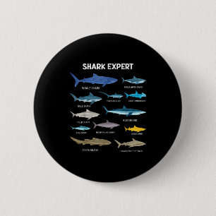 Badge Rond 5 Cm Fun Tee de requin pour hommes, océan, poisson, enf