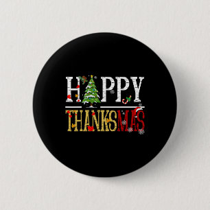 Badge Rond 5 Cm Fun Thanksgiving Noël Joyeux Thanksmas