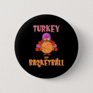 Badge Rond 5 Cm Fun Thanksgiving Turquie joue Basketball Tee Men B
