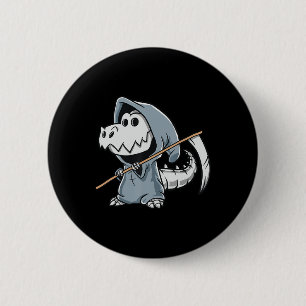 Badge Rond 5 Cm Fun TRex Skeleton Dino Grim Reaper Dinosaur Hallow