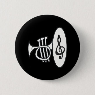 Badge Rond 5 Cm Fun Trumpet Brass Clef pour musiciens jazz klaxon
