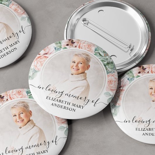 Badge Rond 5 Cm Funérailles Dans La Mémoire Amoureuse Blush rose F