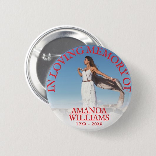 Badge Rond 5 Cm Funérailles En Mémoire Amoureuse (Devant & derrière)