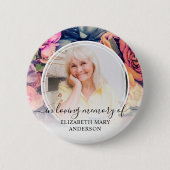 Badge Rond 5 Cm Funérailles En Mémoire Amoureuse Moody Photo Flora (Devant)