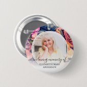 Badge Rond 5 Cm Funérailles En Mémoire Amoureuse Moody Photo Flora (Devant & derrière)